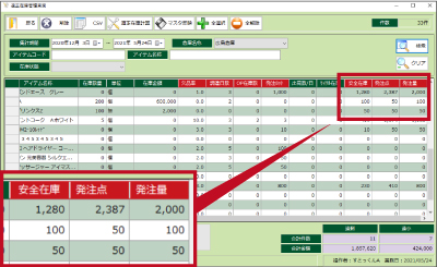 需要連動型在庫分析画面